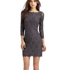 Diane Von Furstenberg Zarita Lace Dress Grey size 2/XS MSRP $348